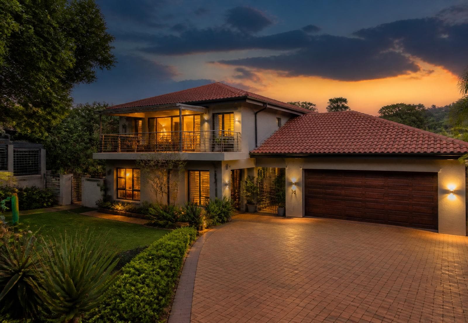 Modern home at dusk in KwaZulu-Natal